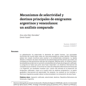 Mecanismos de selectividad y destinos principales de emigrantes argentinos y venezolanos: Un análisis comparado.