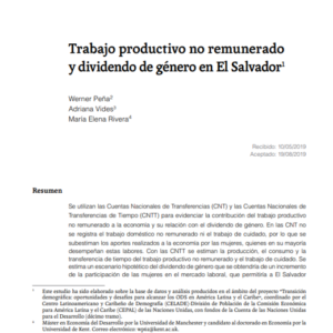 Trabajo productivo no remunerado y dividendo de género en El Salvador