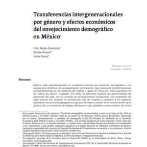 Transferencias intergeneracionales por género y efectos económicos del envejecimiento demográfico en México
