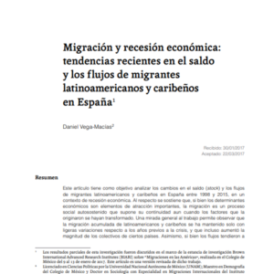 Migración y recesión económica: tendencias recientes en el saldo y los flujos de migrantes latinoamericanos y caribeños en España