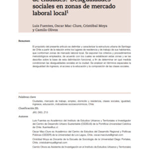 Santiago de Chile: ¿ciudad de ciudades? Desigualdades sociales en zonas de mercado laboral local.