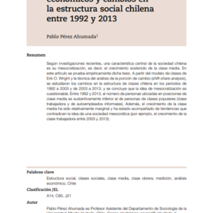 Clases sociales, sectores económicos y cambios en la estructura social chilena entre 1992 y 2013