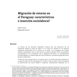 Migración de retorno en el Paraguay: características e inserción sociolaboral.